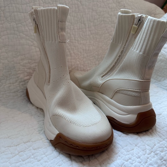 ZARA Girls White Knit Sock High Top Chunky Trainer/Sneaker (Size 34/ US 3.5) Sho - Picture 5 of 14